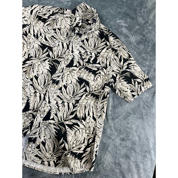 Men’s Chaps XL Black/Cream Leaf Print Short-Sleeve Camp Shirt – Excellent - Picture 6 of 10